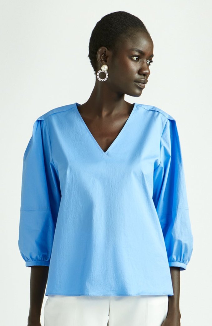 luchtige blouse in cornflower blue