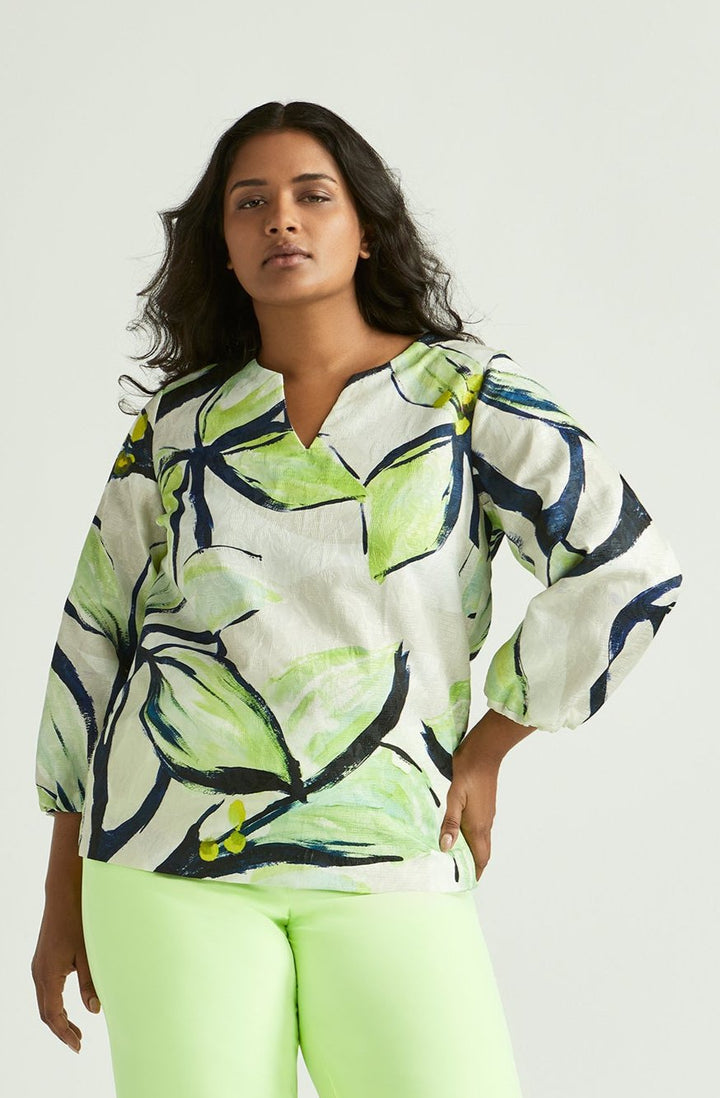 Elegante Blouse Met Botanische Print | Grote Maten Mode bij Axent