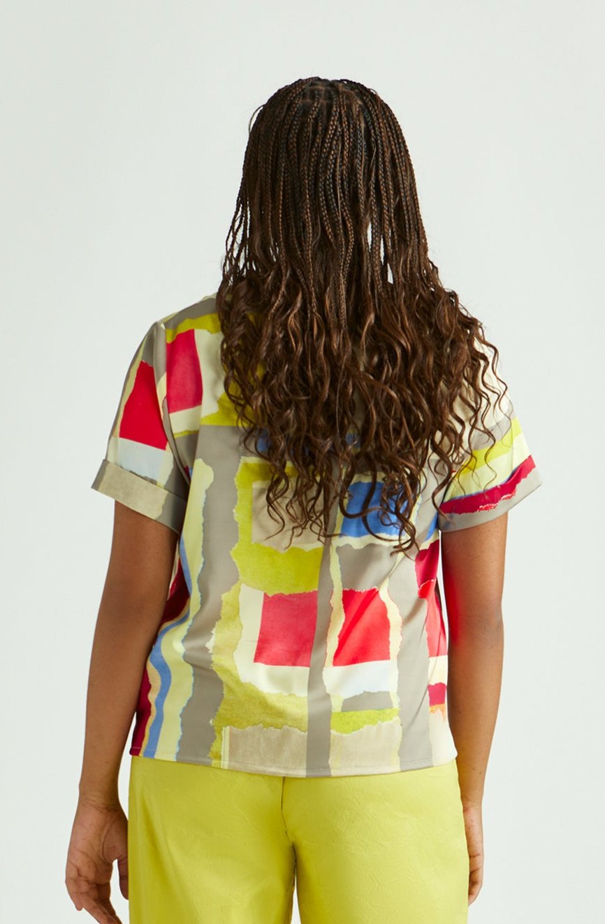 Prachtige Satijnen Multicolor Blouse | Grote Maten Mode bij Axent