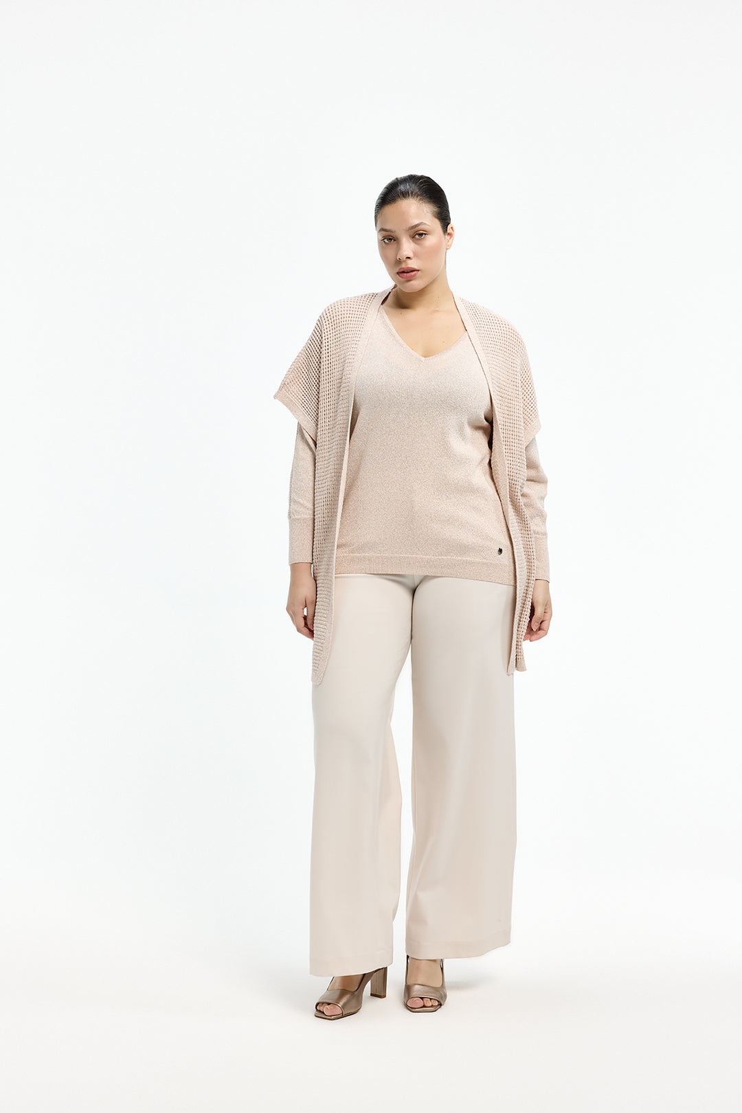 Poederroze gilet met glitters