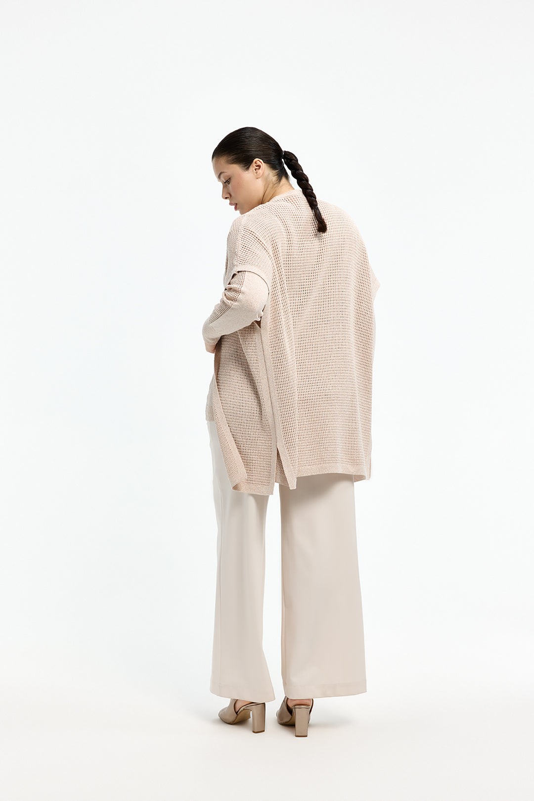 Poederroze gilet met glitters