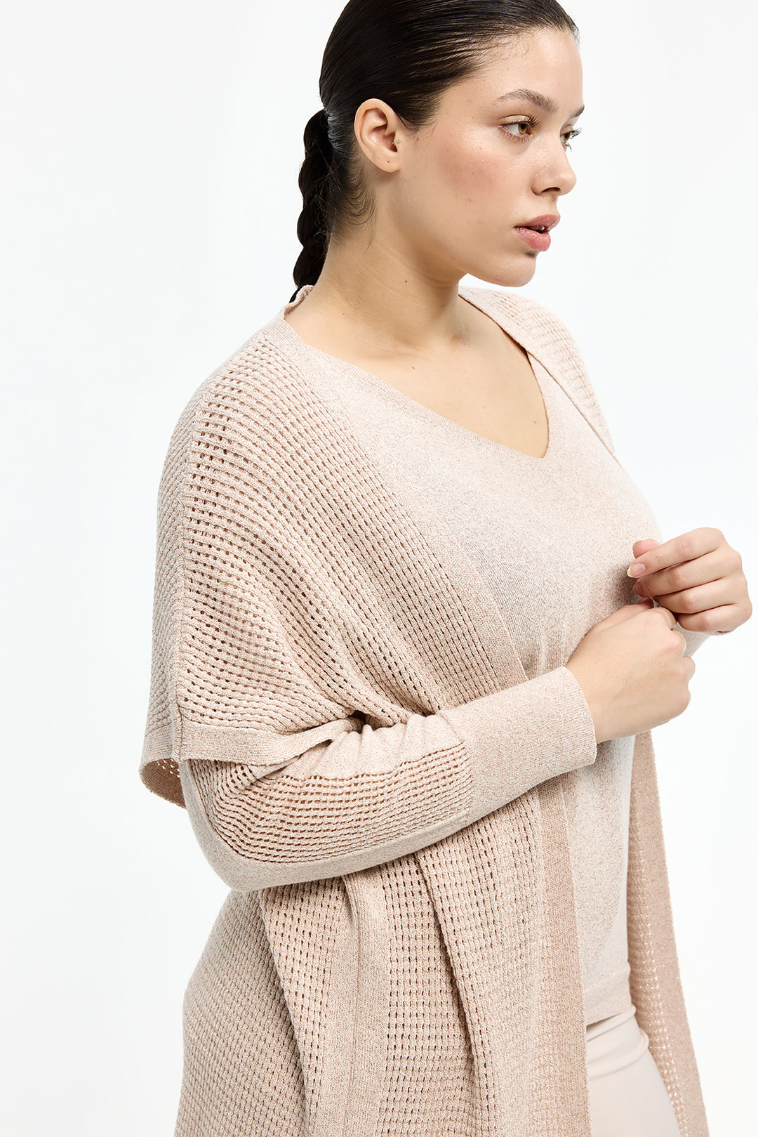 Pull met glitter - poederroze