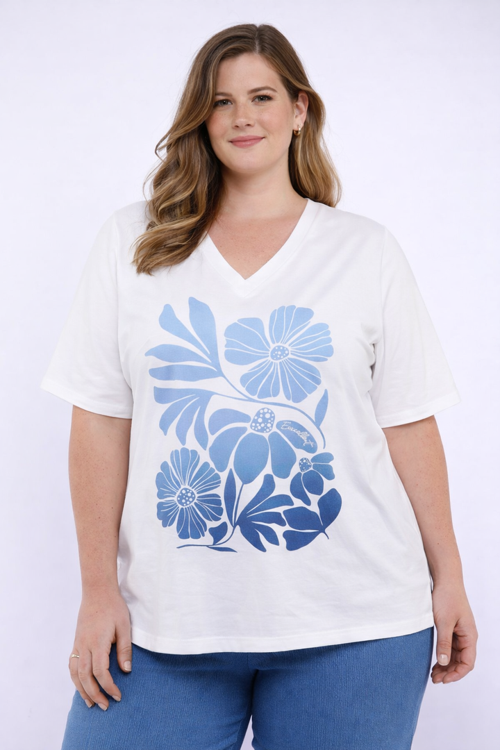 Witte T-shirt Met Bloemenprint