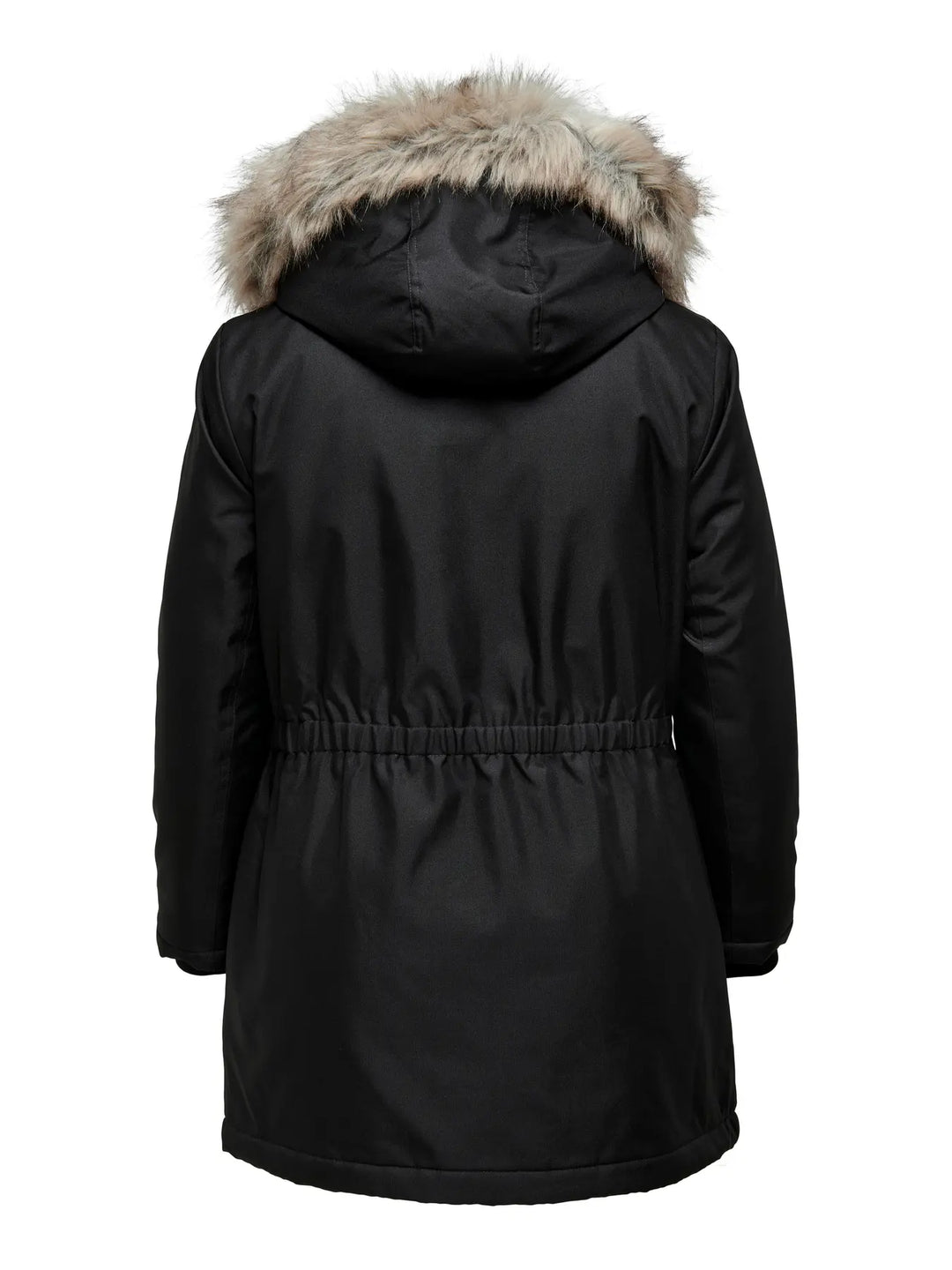 Zwarte Winterparka Met Faux Fur Bontkraag