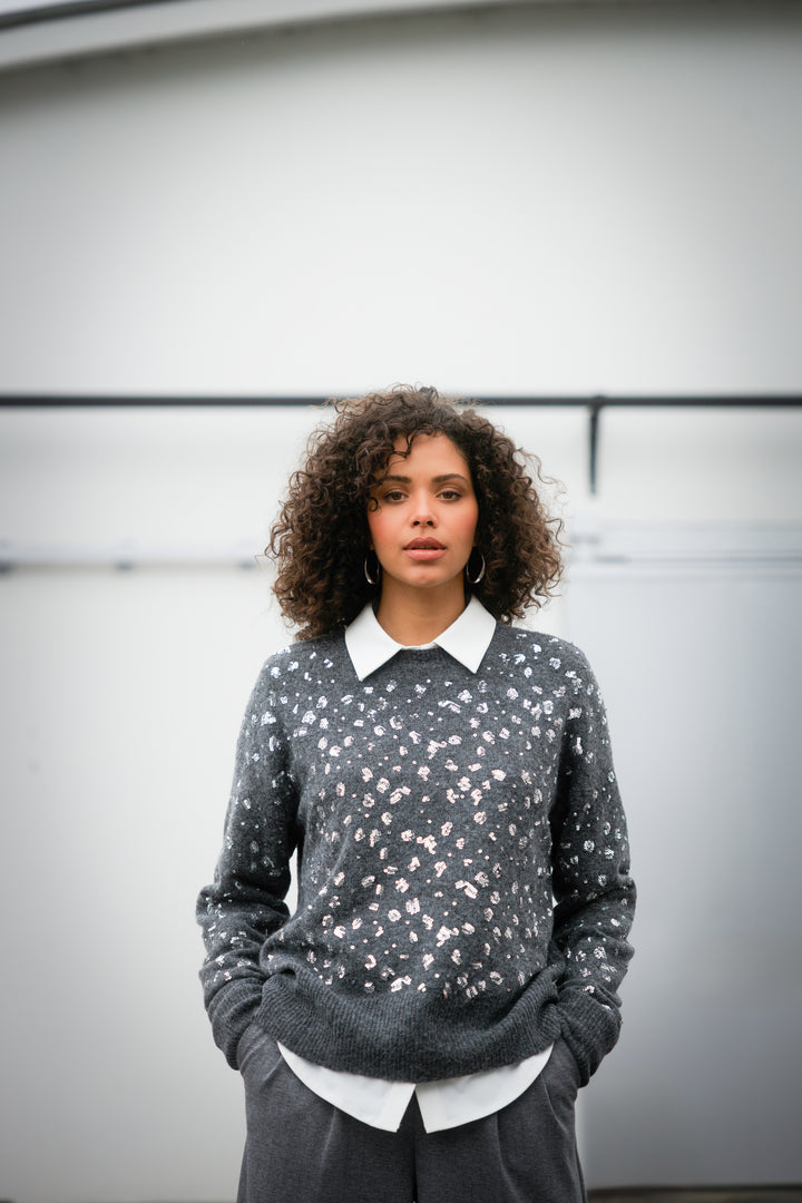 Gray Sweater With Sequins