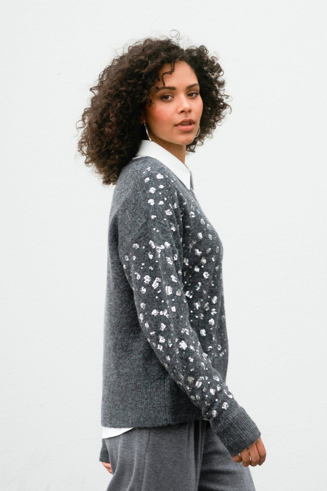 Gray Sweater With Sequins