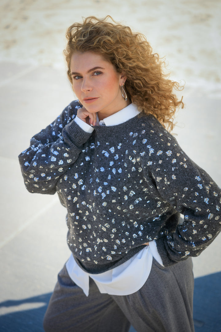 Gray Sweater With Sequins