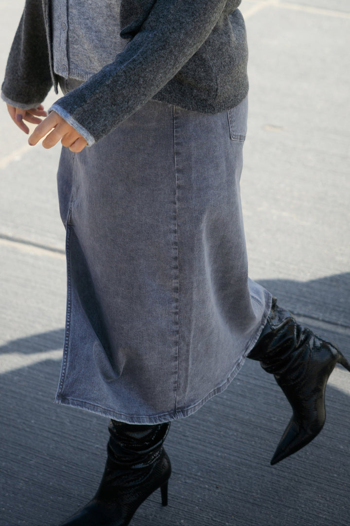 Gray Denim Pencil Skirt