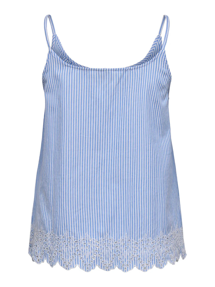 Gestreepte Zomertop Met Borduurdetail