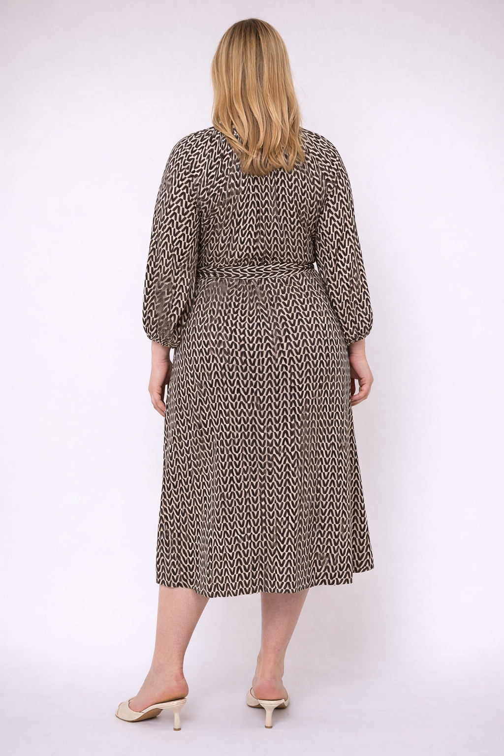 Zand Zwarte Print Jurk