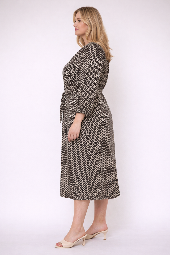 Zand Zwarte Print Jurk