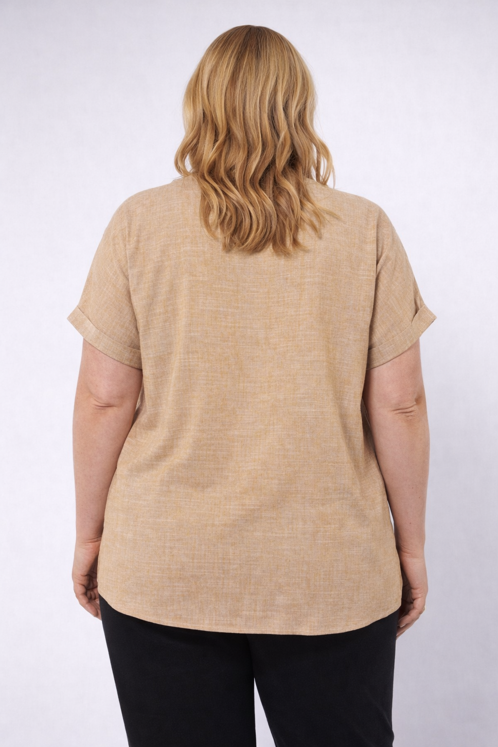 Zandkleurige Linnenlook Shirt