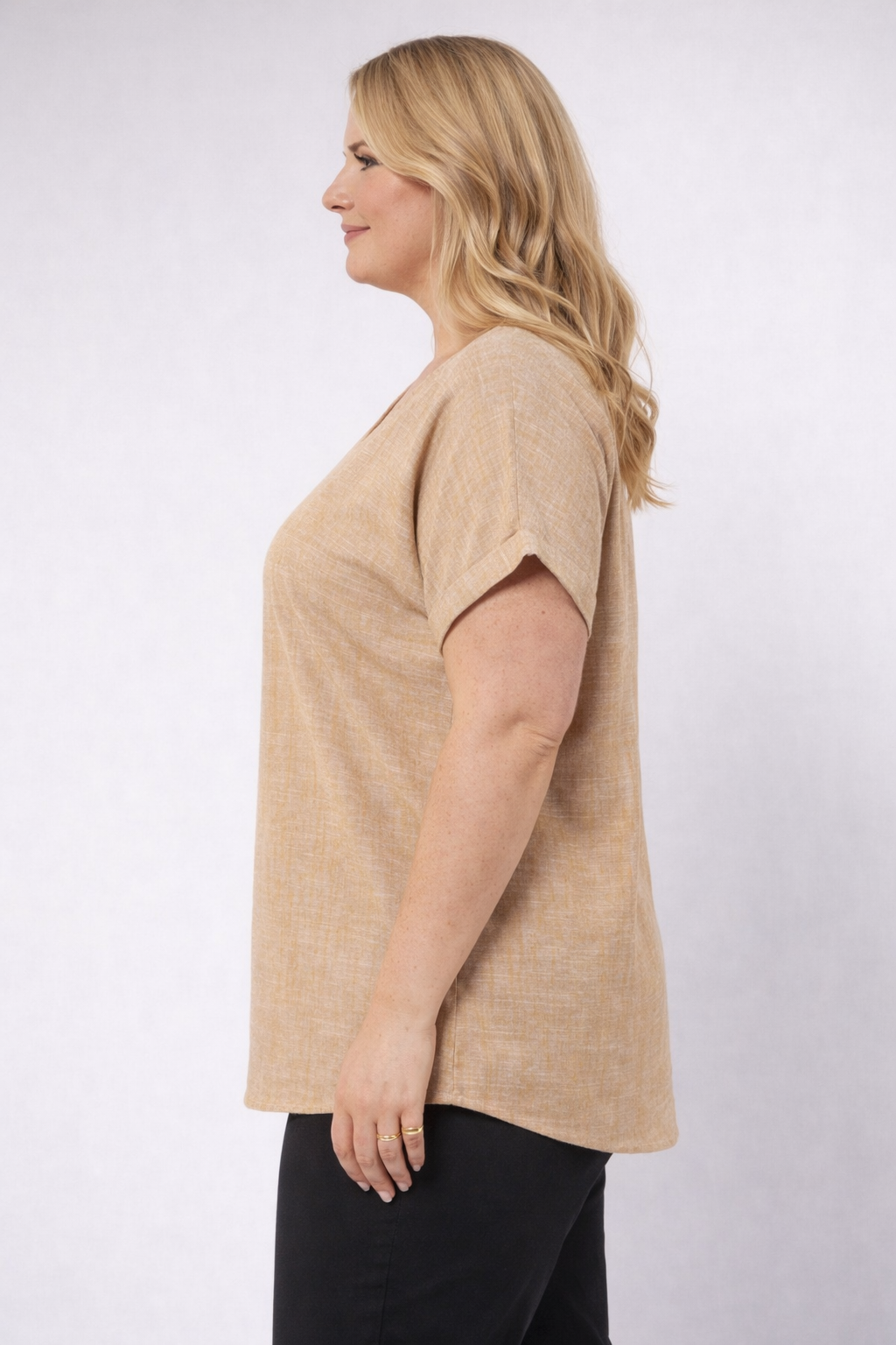 Zandkleurige Linnenlook Shirt