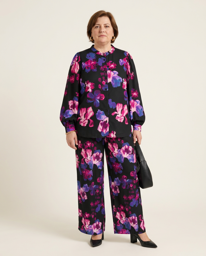 Zwarte Blouse Met Bloemenprint