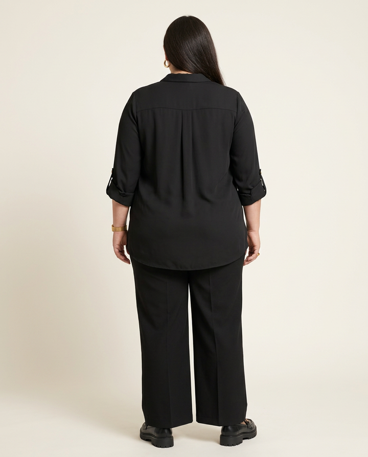 Zwarte Luchtige Viscose Blouse