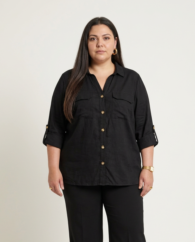 Zwarte Luchtige Viscose Blouse