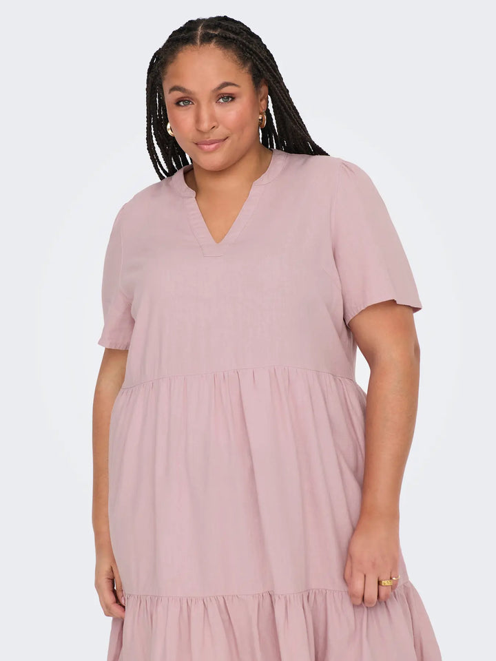 Zachtroze Linnen Jurk