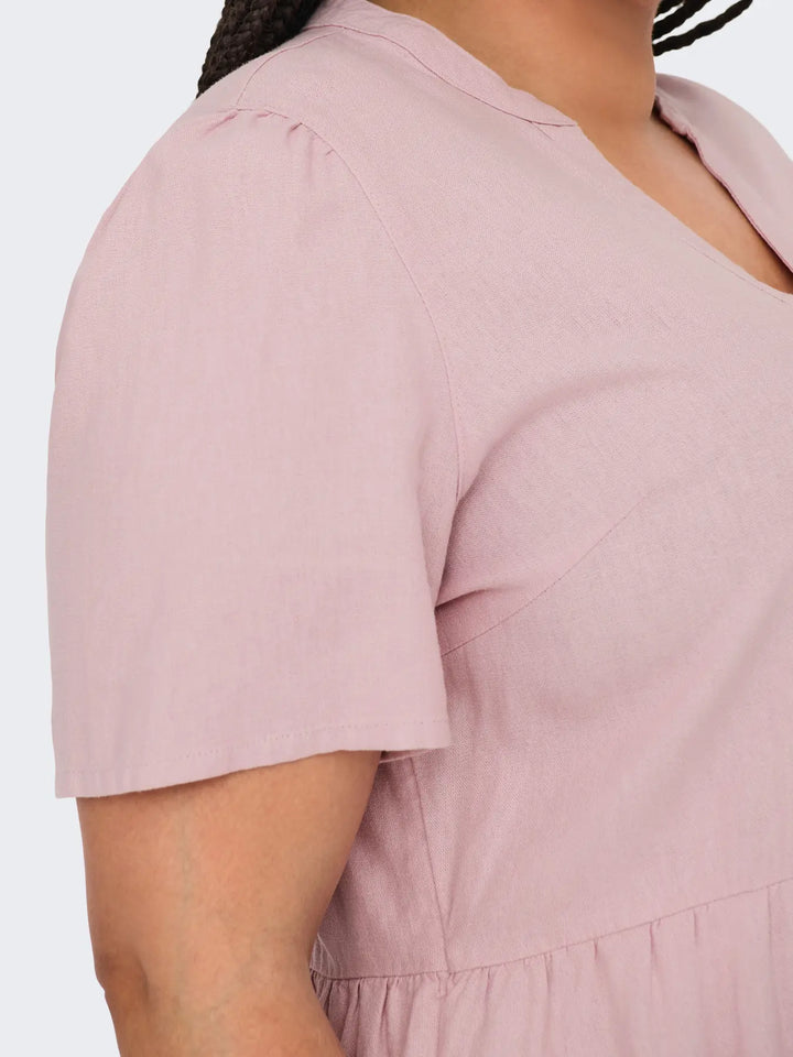 Zachtroze Linnen Jurk