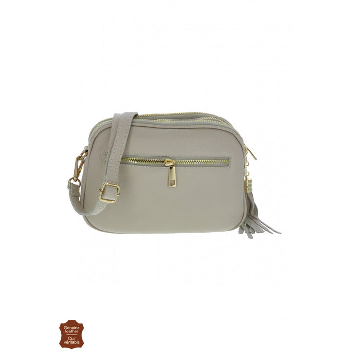 beige leather handbag