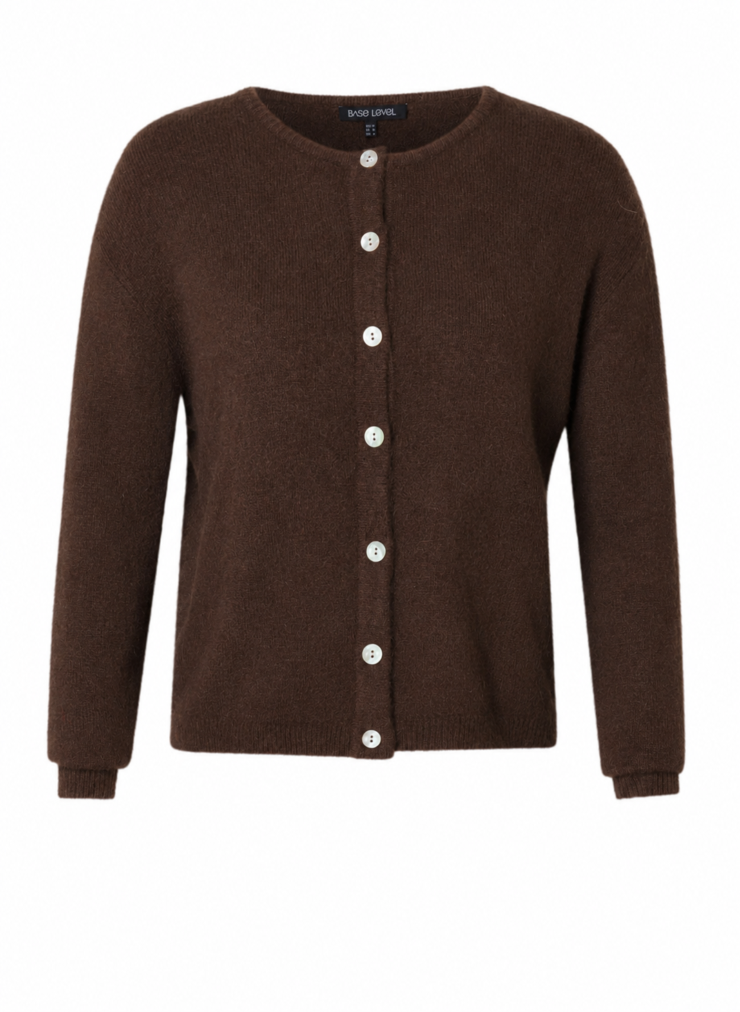 Bruine Cardigan Met Parelmoer Knopen