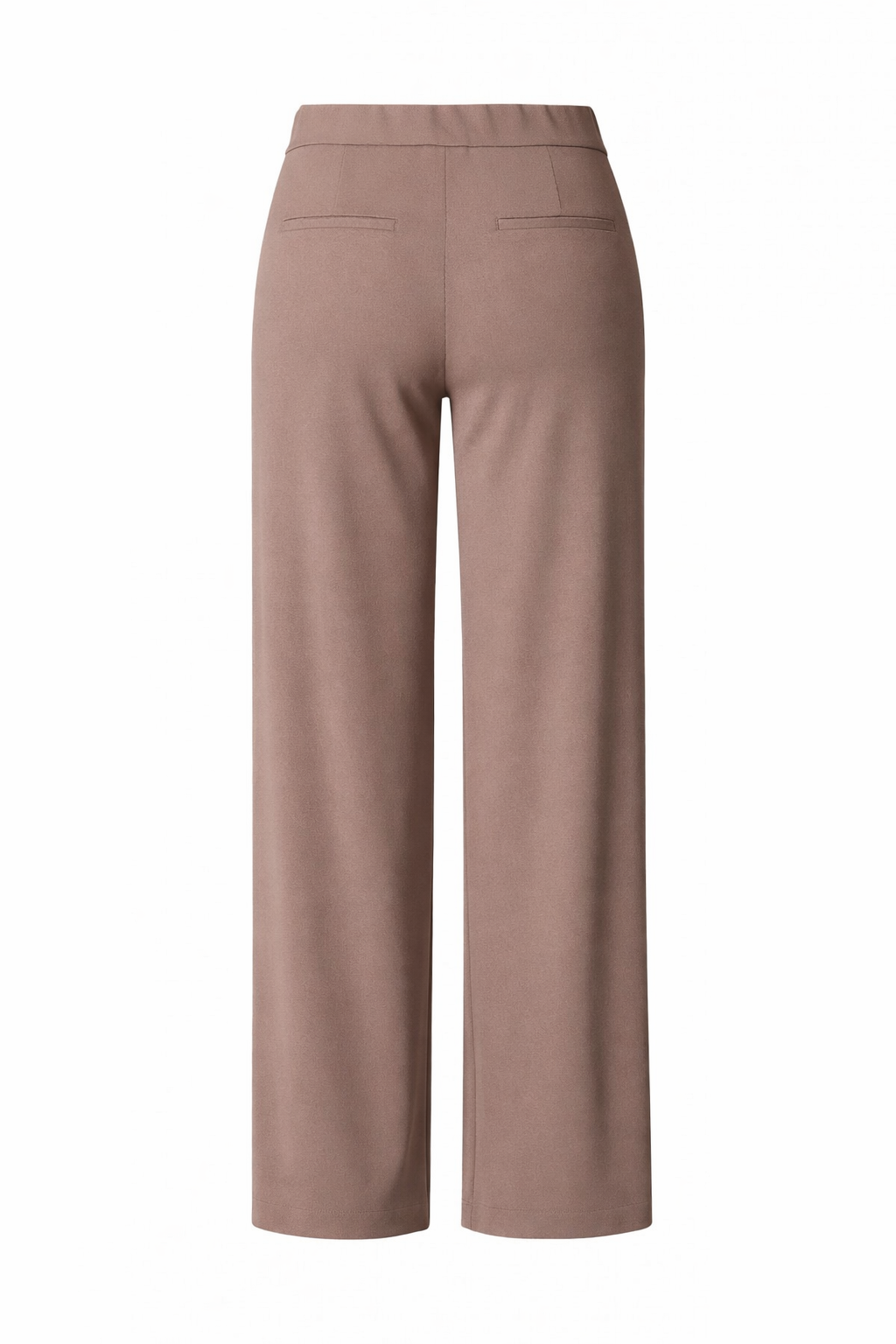 Taupe Rechte Broek Met Elastische Tailleband