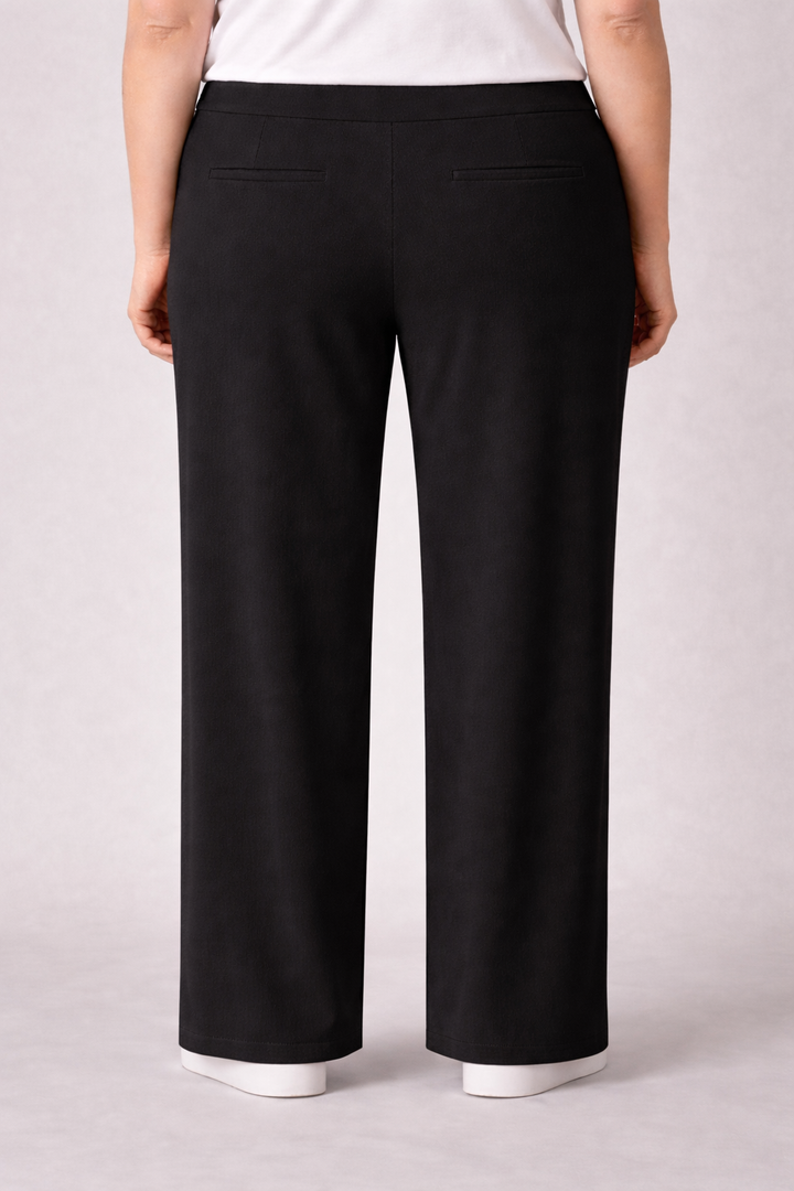 Zwarte Rechte Broek Met Elastische Tailleband (30 Inch)