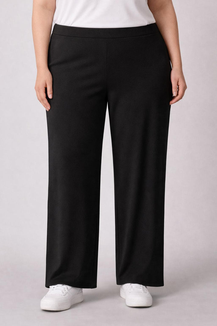 Zwarte Rechte Broek Met Elastische Tailleband (30 Inch)