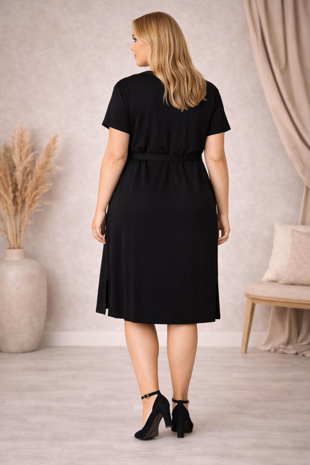 Essentials Dames Relaxed Fit Halve Mouw Taille Midi A-lijn Jurk, Navy, M Essentials Dames Relaxed Fit Halve Mouw Taille Midi A-lijn Jurk, Navy, M
