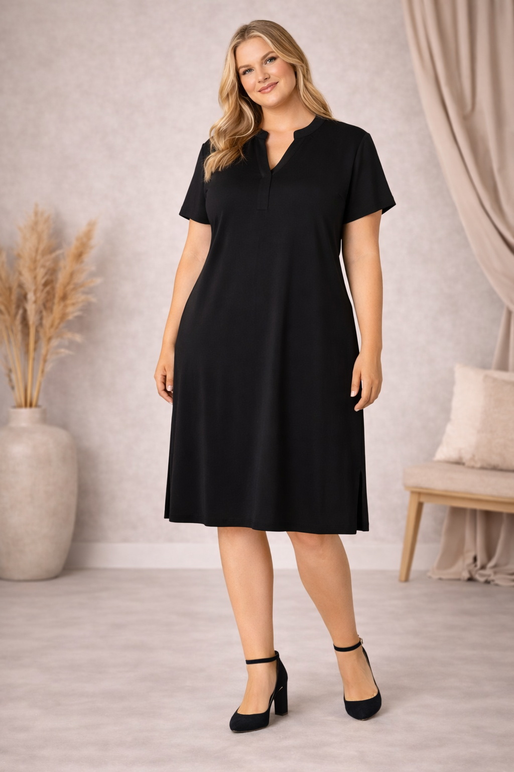 Zwarte Jurk Met Korte Mouwen