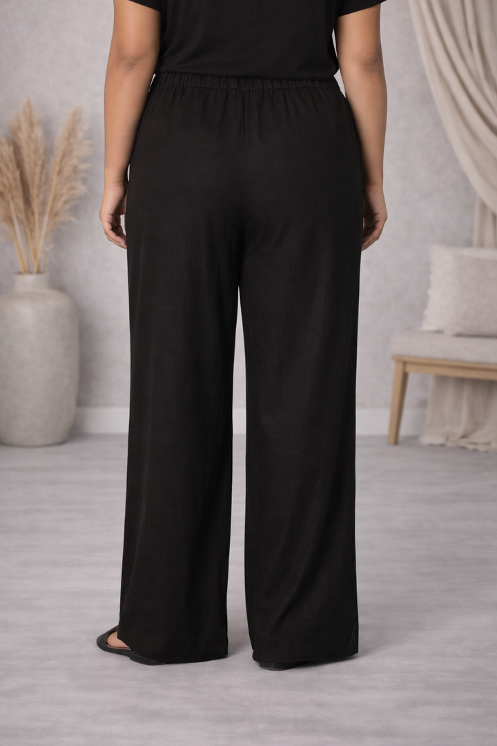 Zwarte Rechte Linnen Broek