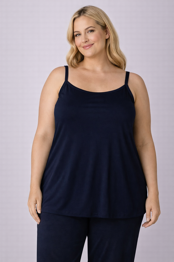 Blauwe Top Met Verstelbare Spaghetti Bandjes