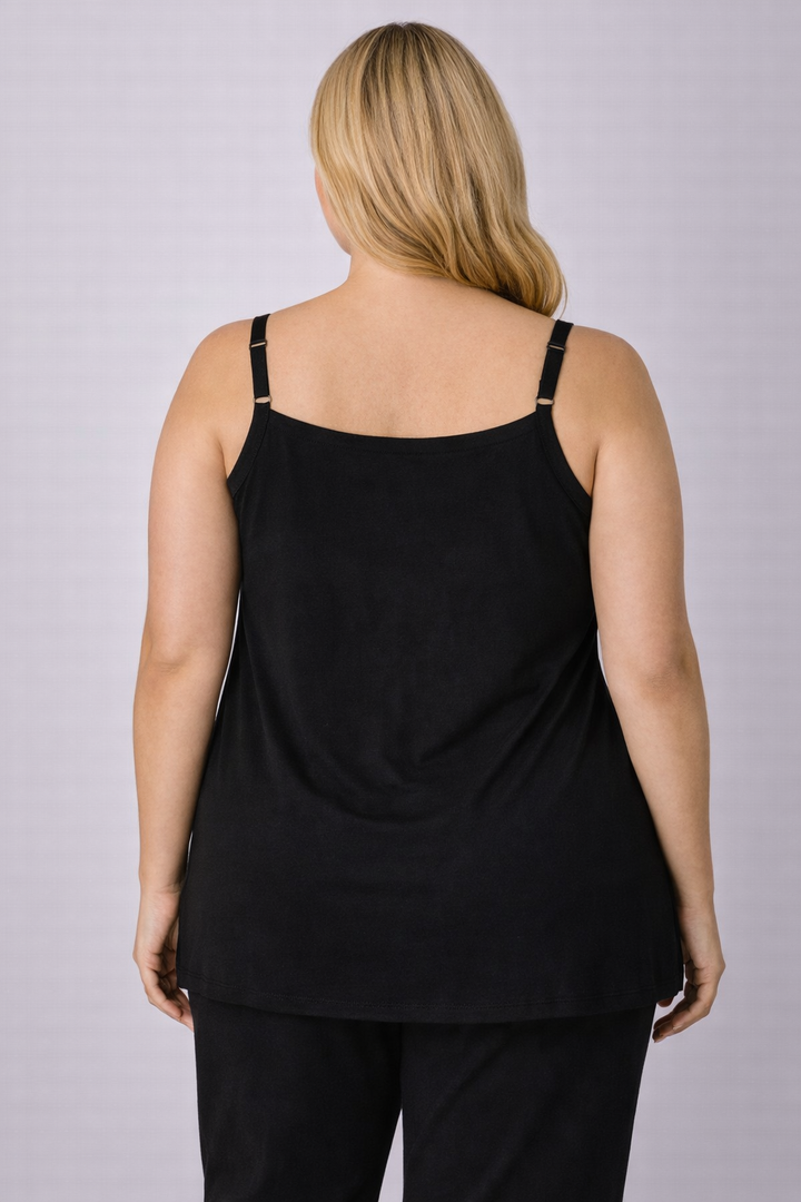 Zwarte Top Met Verstelbare Spaghetti Bandjes