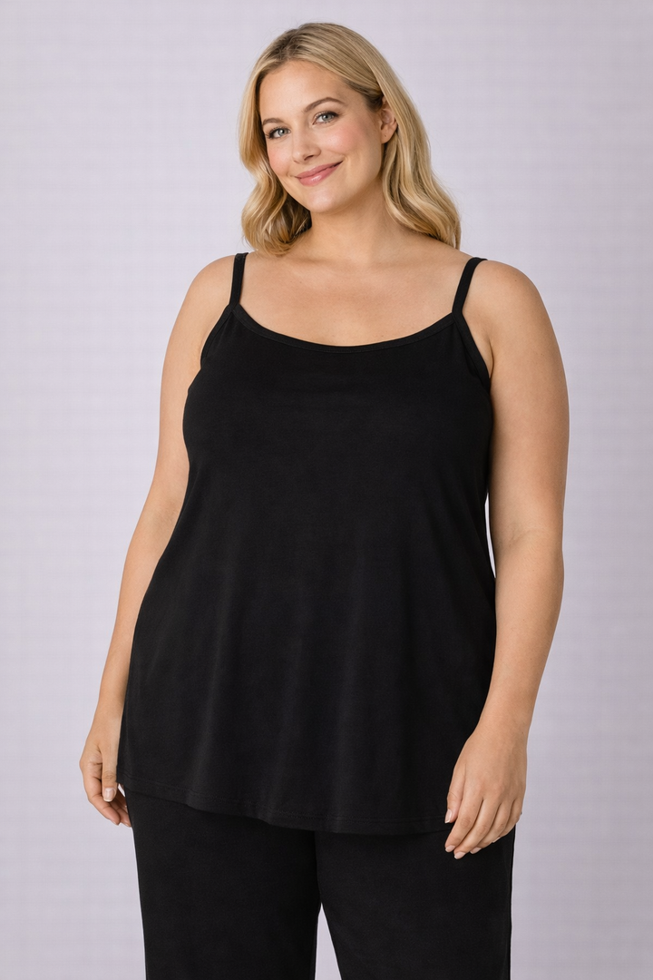 Zwarte Top Met Verstelbare Spaghetti Bandjes