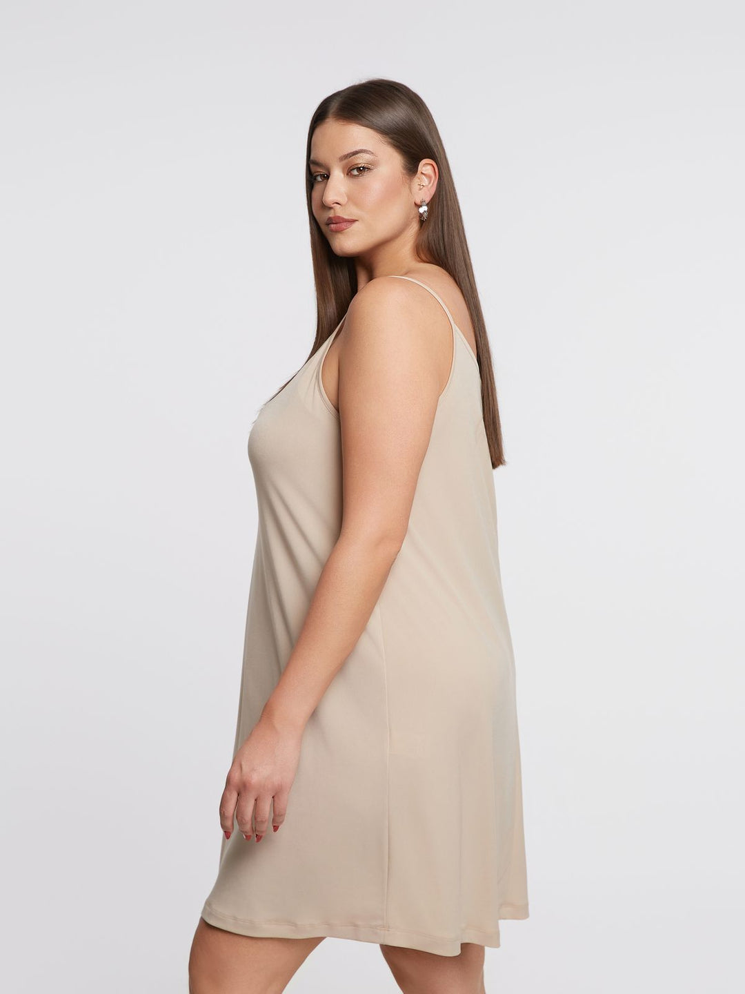 Zandkleurige Jersey Onderjurk