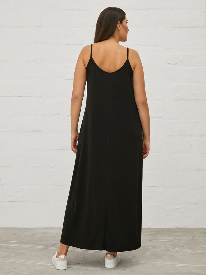 zwarte lange jurk-mat fashion-0000.7504.D - black