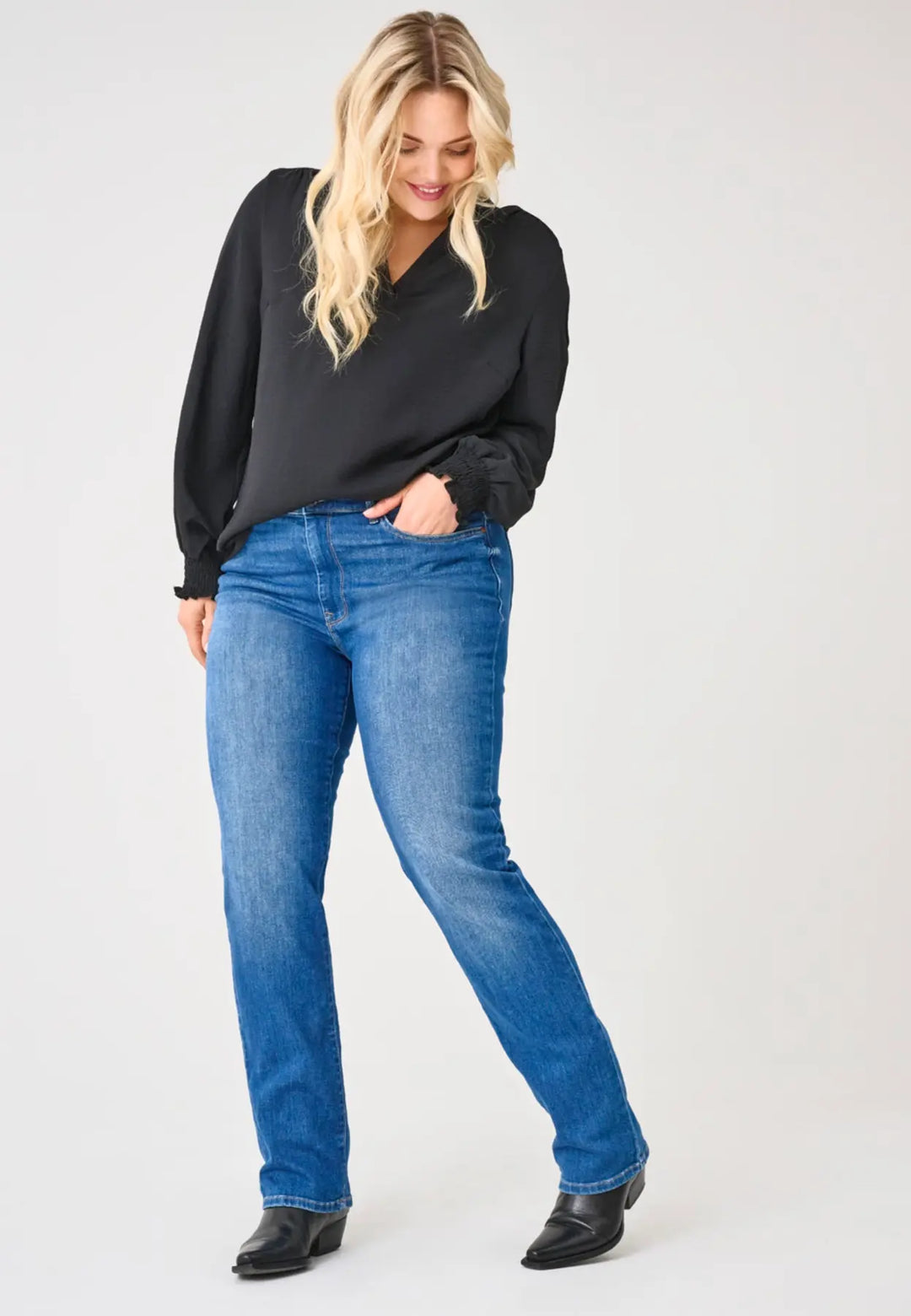 Trendy Slim Fit Jeans In Mediumblauw Denim