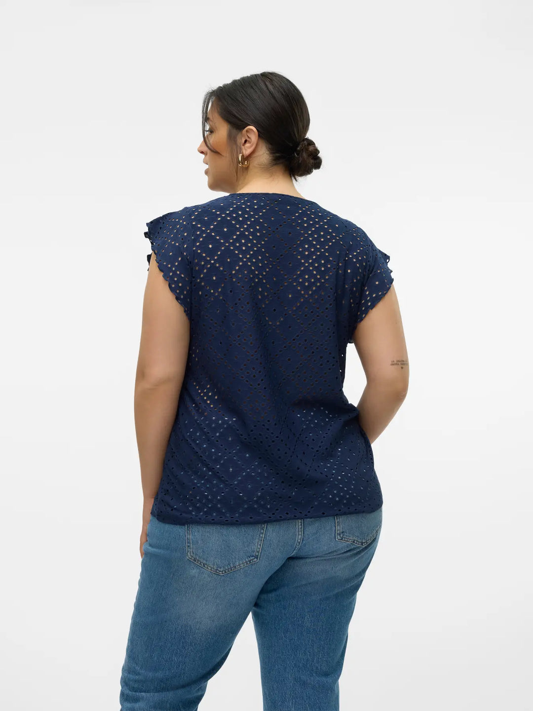 Donkerblauwe Broderie Top