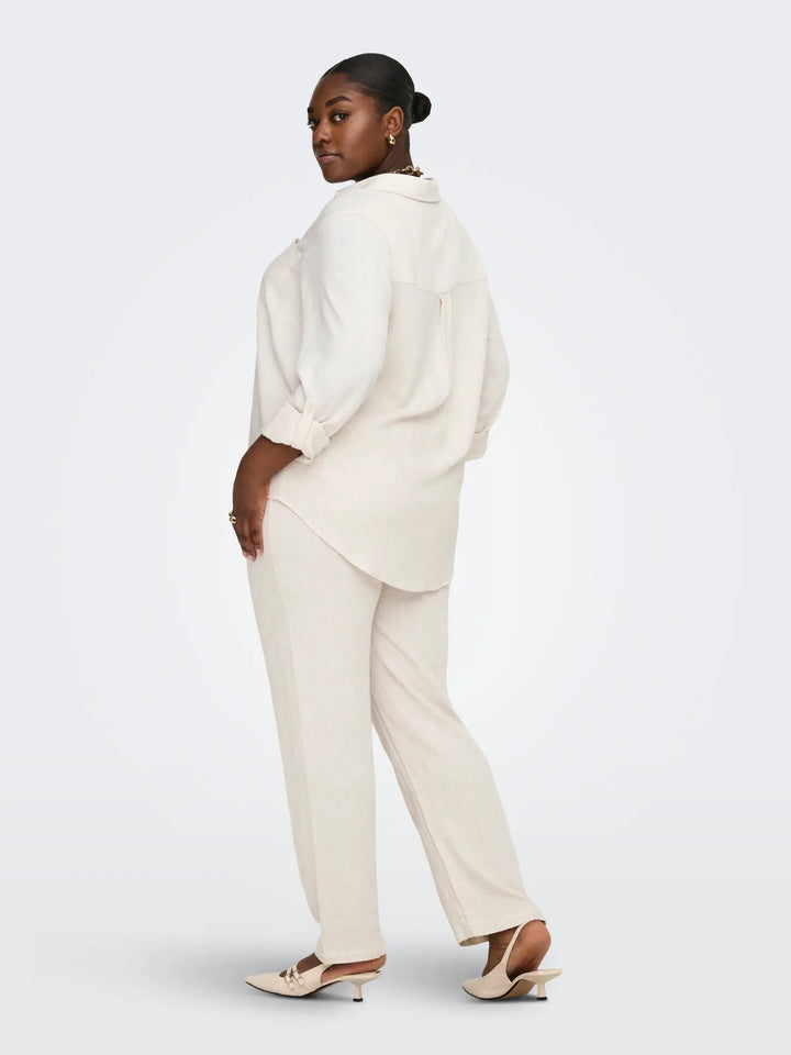 Ecru Broek Linnenlook