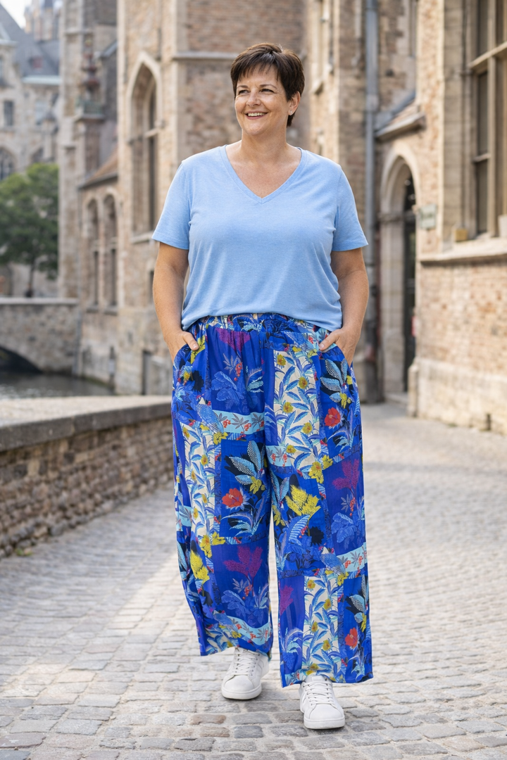 Wijde Broek Tropische Print