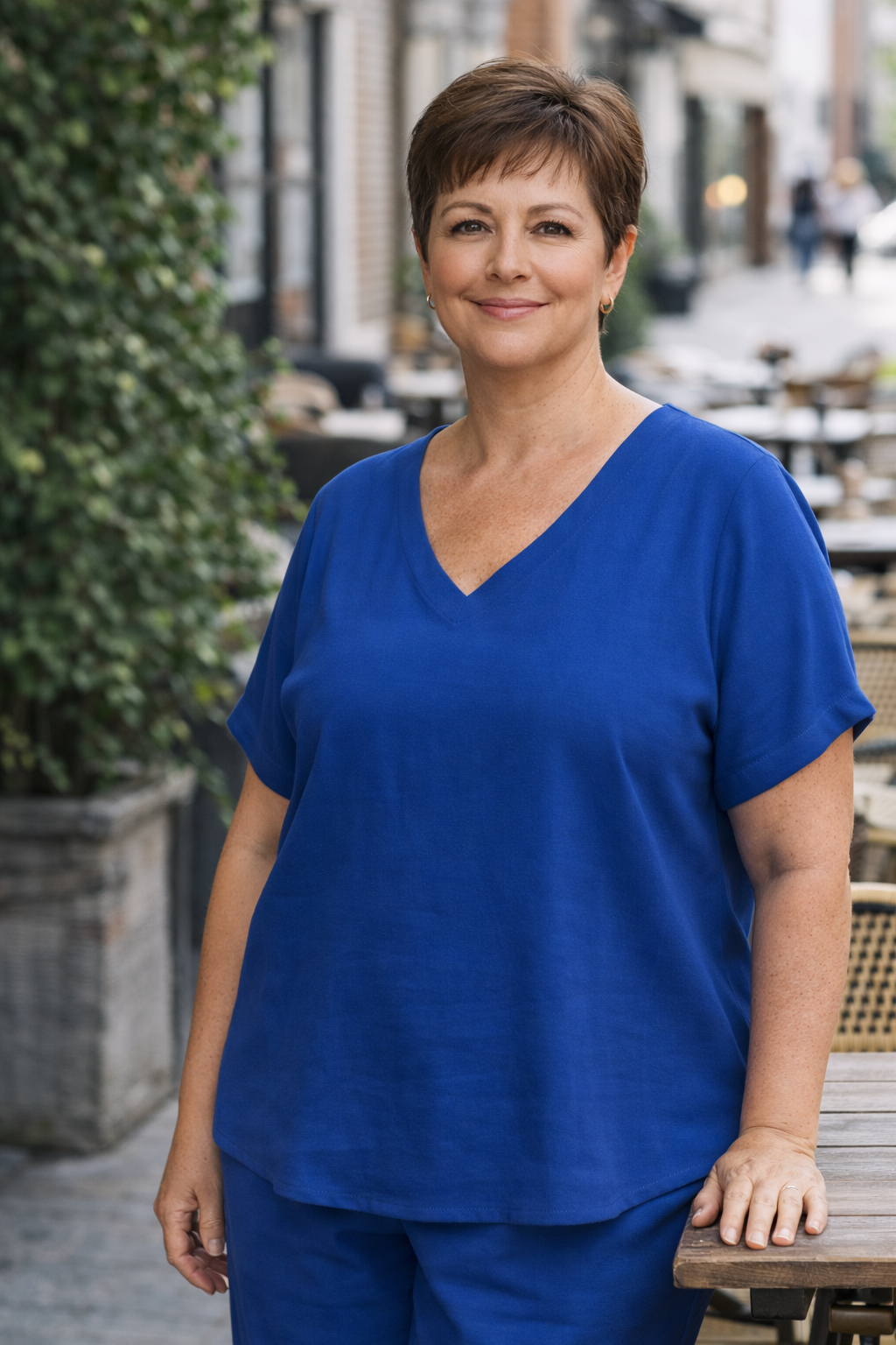 V-Hals Blouse Met Korte Mouw