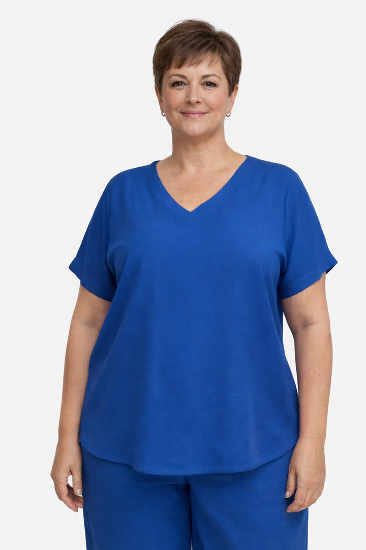 V-Hals Blouse Met Korte Mouw