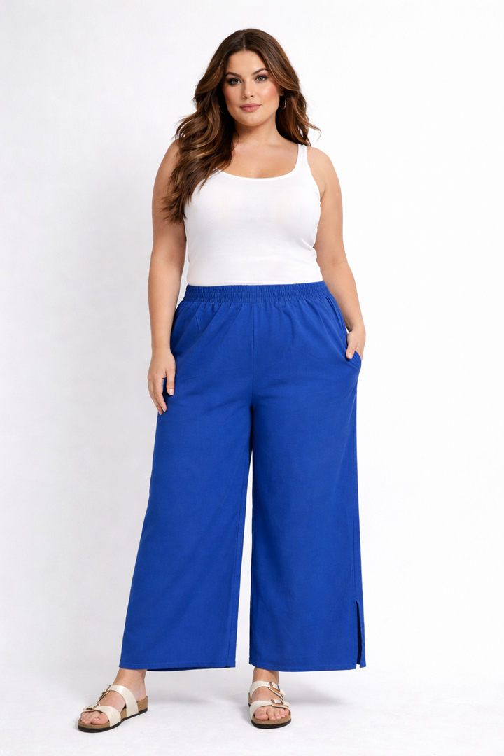 Wijde Broek in Ibiza Blue Rayon
