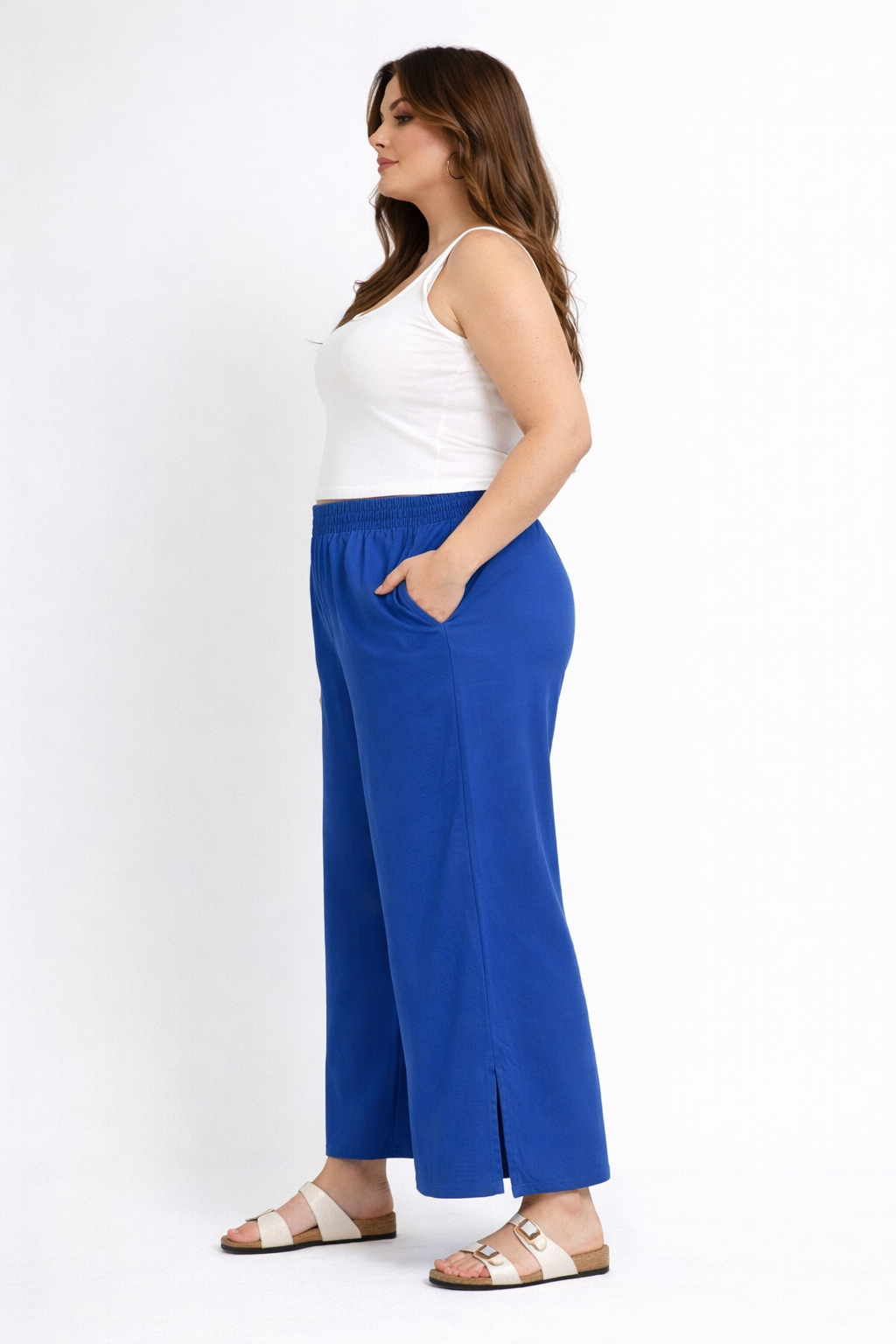 Wijde Broek in Ibiza Blue Rayon
