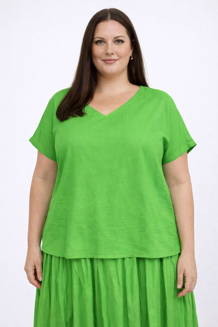 V-Hals Blouse Met Korte Mouw