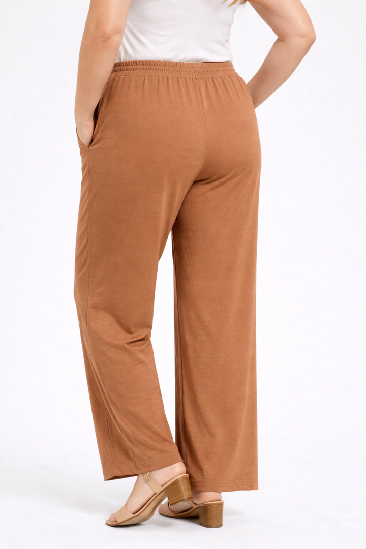 Tabaksbruine Piqué Broek