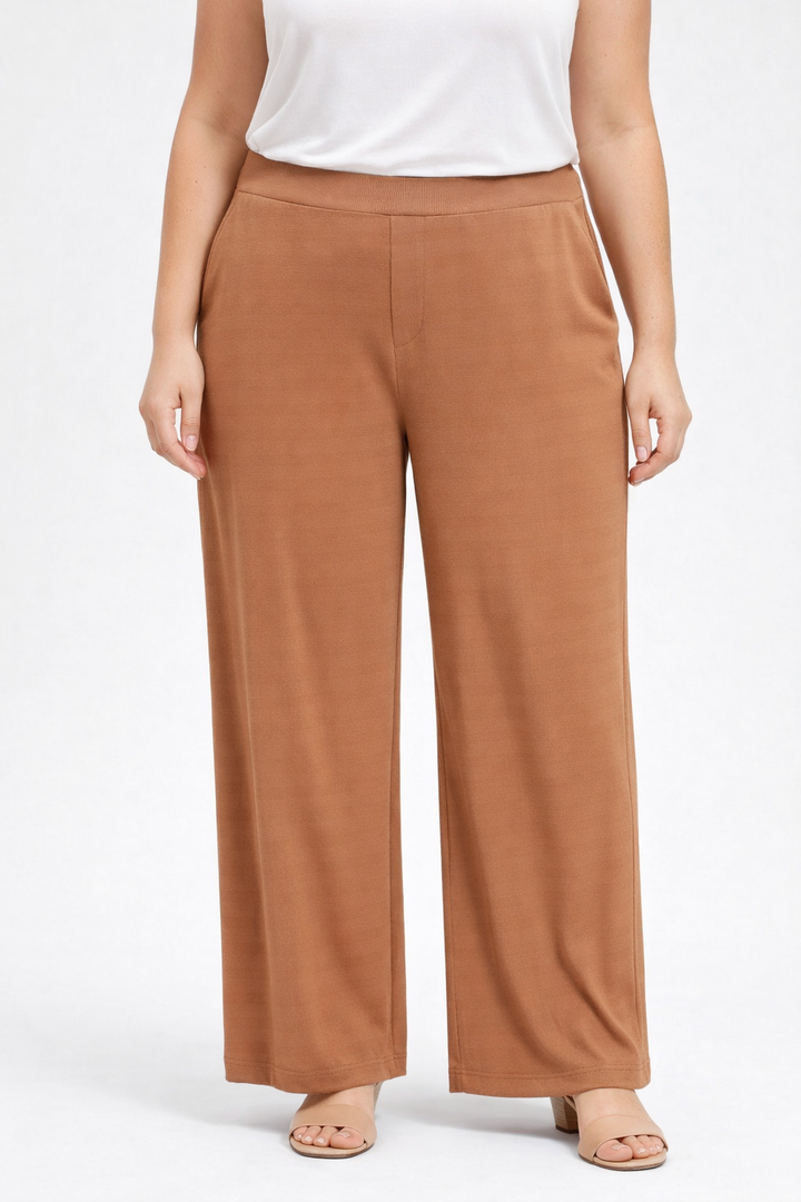 Tabaksbruine Piqué Broek