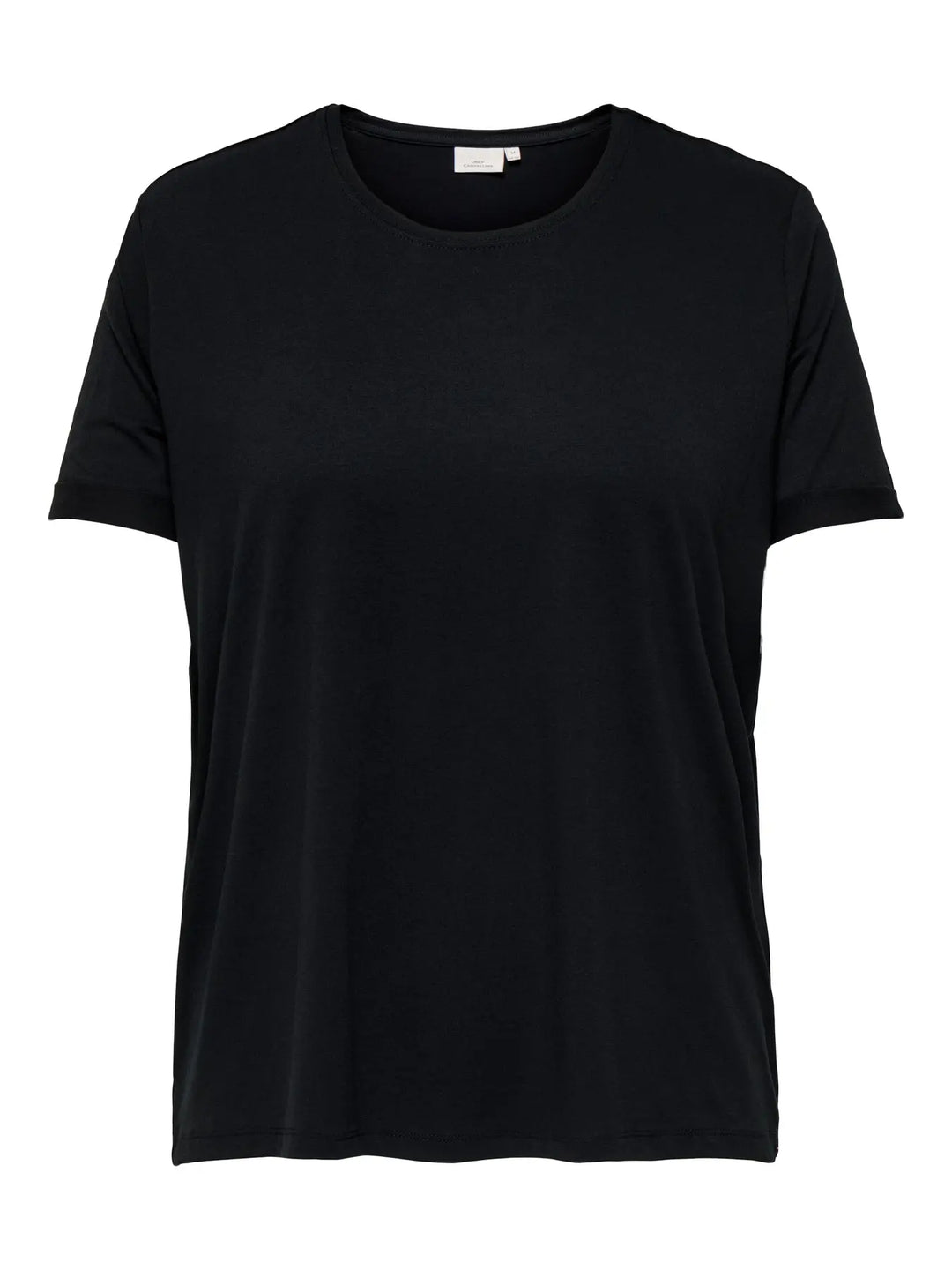 Schwarzes Basic-T-Shirt mit Rundhalsausschnitt
