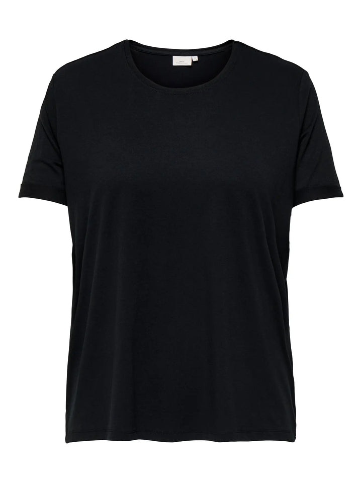 Schwarzes Basic-T-Shirt mit Rundhalsausschnitt
