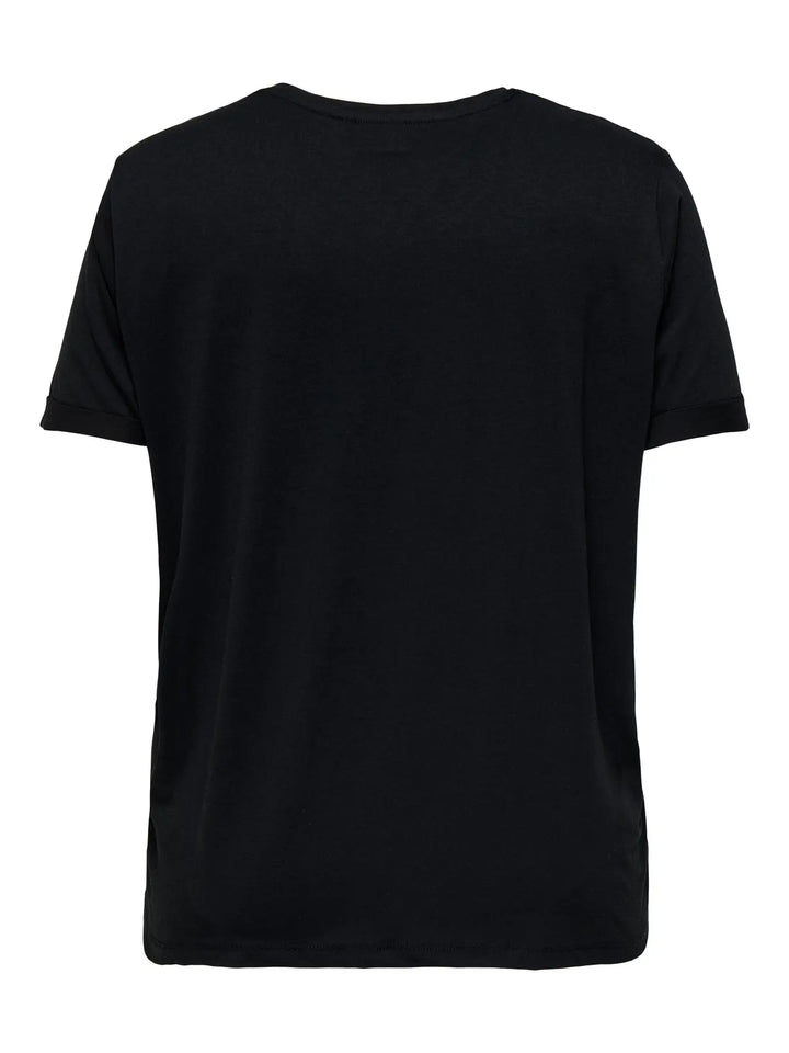 Schwarzes Basic-T-Shirt mit Rundhalsausschnitt