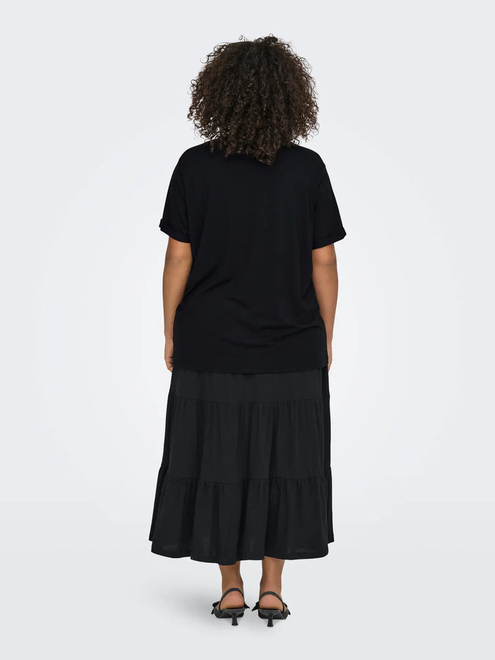 Schwarzes Basic-T-Shirt mit Rundhalsausschnitt